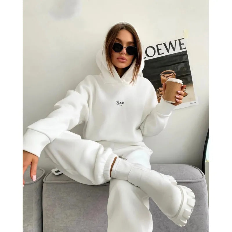 Ollie™ | Women's Casual Hooded Jacket and Joggers Tracksuit with Elastic Waist