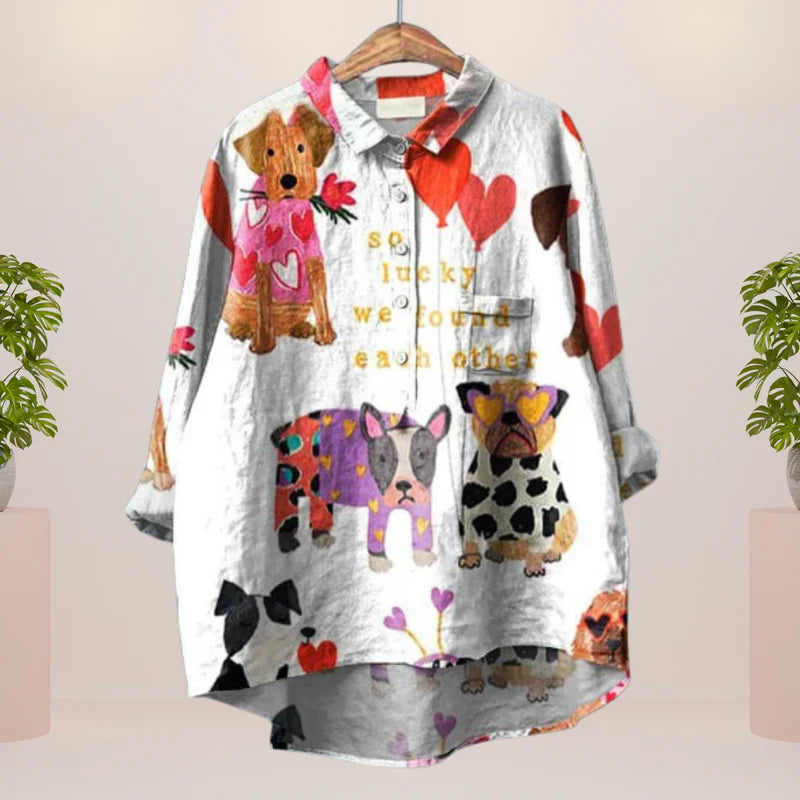 Gerda™ | Ladies Dog Art Shirt