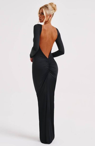 Ophelia ™ - black maxi open back dress