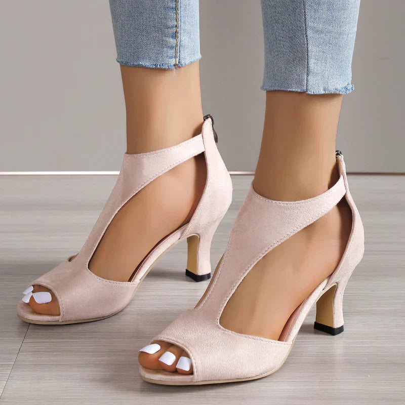 Elvira™| Peep Toe T-Strap High Heels