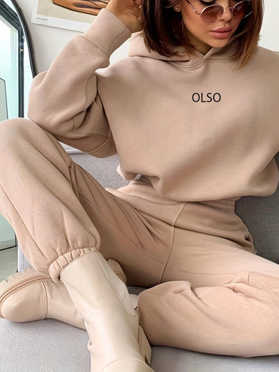 Ollie™ | Women's Casual Hooded Jacket and Joggers Tracksuit with Elastic Waist