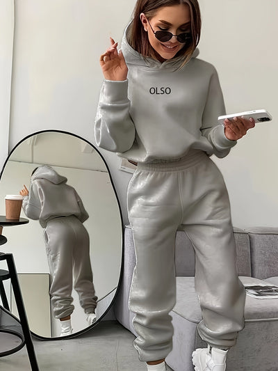 Ollie™ | Women's Casual Hooded Jacket and Joggers Tracksuit with Elastic Waist