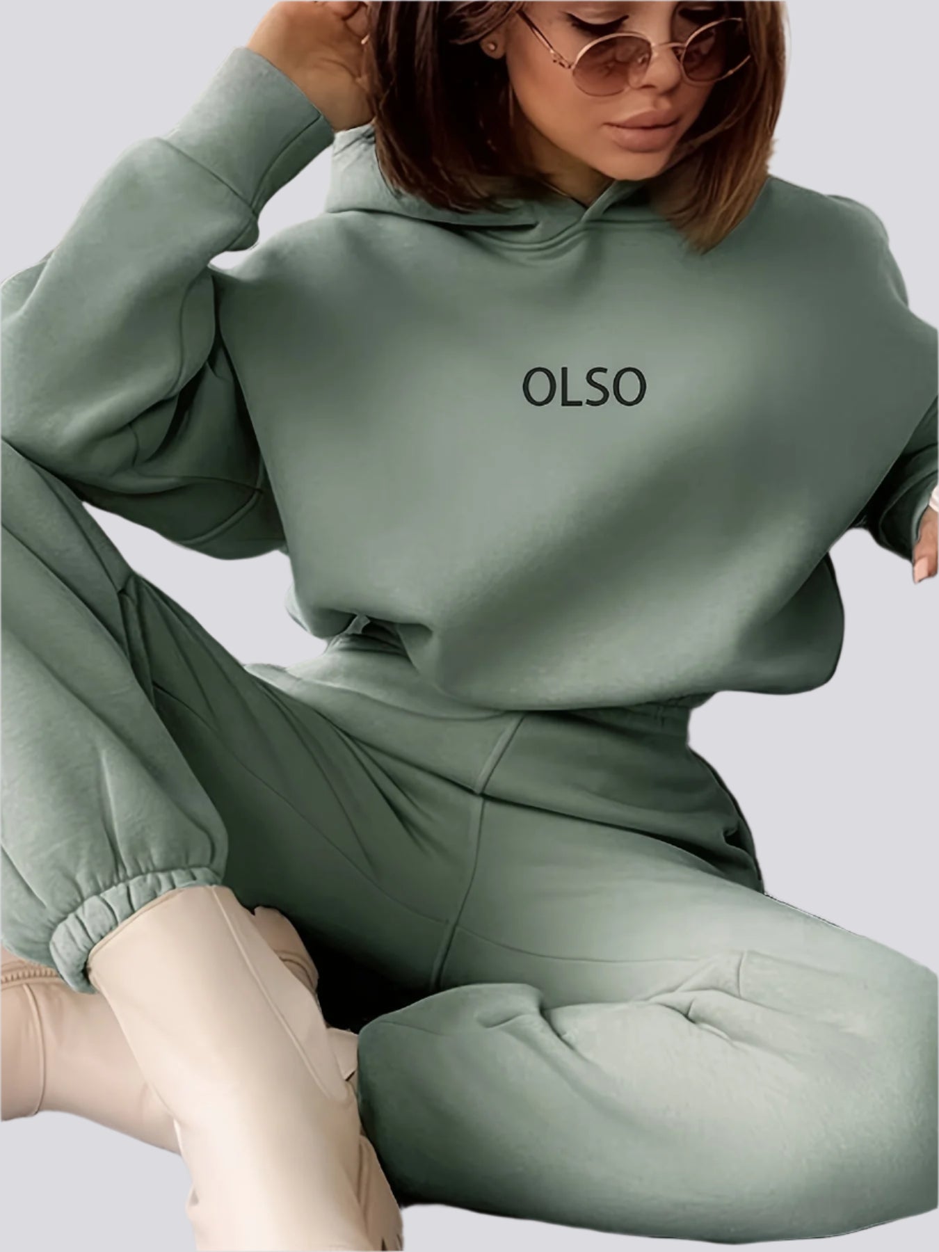 Ollie™ | Women's Casual Hooded Jacket and Joggers Tracksuit with Elastic Waist